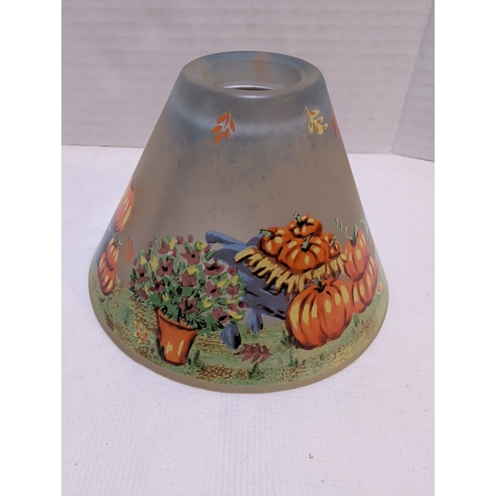 Frosted Glass Pumpkins Fall Candle Shade Decor Autumn